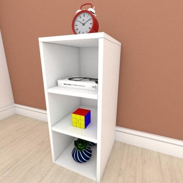 Mesa lateral para sofá formato simples em mdf Branco - 1