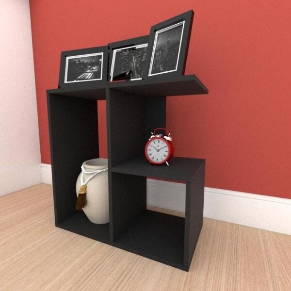 Mesa lateral para sofá formato slim em mdf Preto - 1