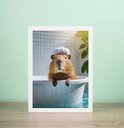 Ver imagem 2 de Quadro Decorativo Capivara no Banho 24x18cm - com Vidro:moldura Preta