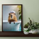 Ver imagem 1 de Quadro Decorativo Capivara no Banho 24x18cm - com Vidro:moldura Preta