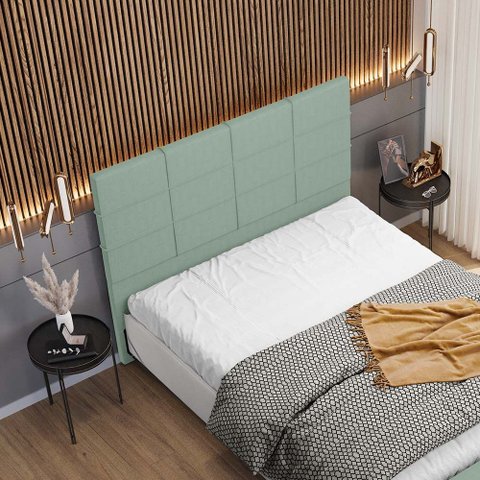 Cabeceira Cama Box Casal 140 Cm Roma W01 Linho Verde Menta - Lyam Decor