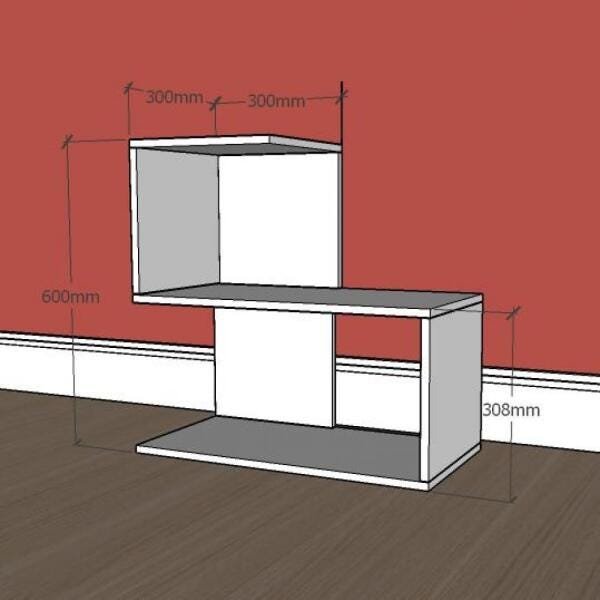 Mesa lateral para sofá formato S simples em mdf Branco - 2