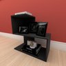Mesa lateral para sofá formato S simples em mdf Preto - 1