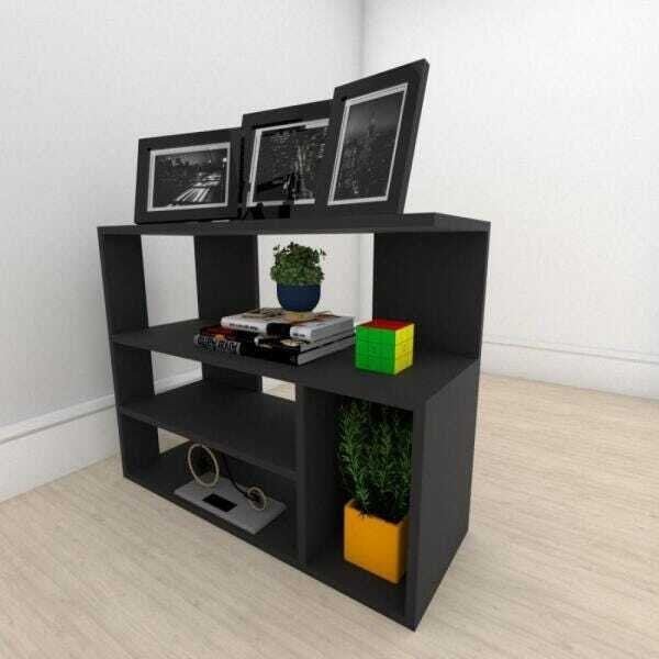Mesa lateral para sofá formato simples em mdf Preto - 1