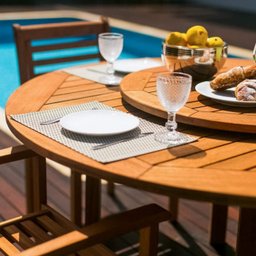 Mesa de Madeira Maciça para Área Externa com Centro Giratório 150cm Ipanema  - 4