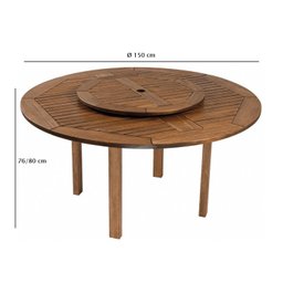 Mesa de Madeira Maciça para Área Externa com Centro Giratório 150cm Ipanema  - 2