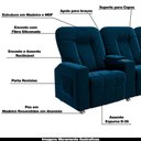 Ver imagem 6 de Poltrona Reclinável 3 Lugares para Sala de Cinema Arsenal Veludo Azul Marinho