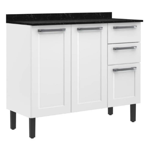 Balcão 105cm 3 Portas 2 Gavetas Florença Branco - Itatiaia:Branco