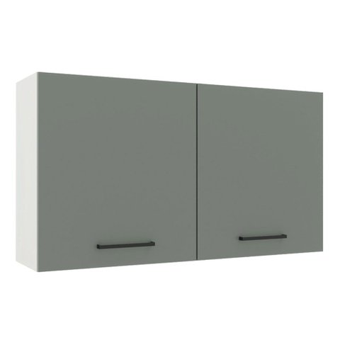 Armário de Cozinha Aéreo 120 cm 2 Portas Branco/Cinza Agata Madesa