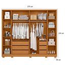 Ver imagem 3 de Guarda Roupa Casal Mercure com Espelho 06 Portas Cinamomo - Móveis Albatroz