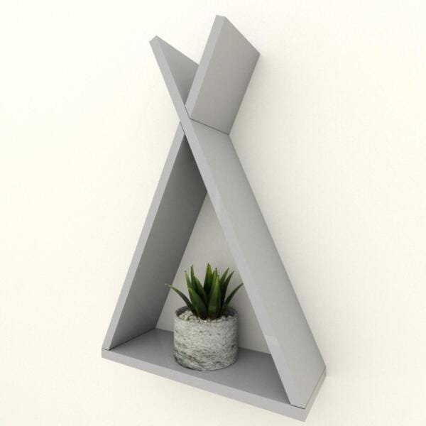 Nicho Prateleira triangular com mdf Cinza - 1