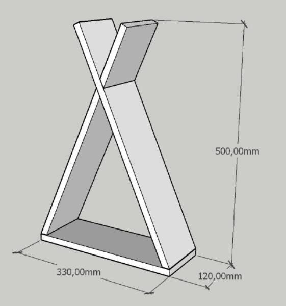 Nicho Prateleira triangular com mdf Cinza - 2