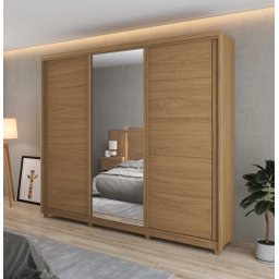 Guarda-Roupa Casal Verano 3P Desliz c/ Espelho Freijó - Fazzio - 2