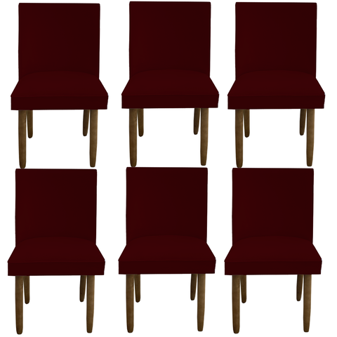 Kit 06 Cadeiras Para Sala De Jantar Tóquio Pés palito Suede Marsala - D'Classe Decor