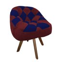 Ver imagem 2 de Poltrona Paloma Escritório Sala Giratória Madeira Suede Vinho e Suede Azul Marinho - Dominic Decor