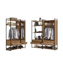 Ver imagem 7 de Kit Dormitorio 3 Portas 8 Gavetas e 3 Cabideiro Industrial Marrom/Canela/Preto Fosco