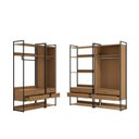 Ver imagem 2 de Kit Dormitorio 3 Portas 8 Gavetas e 3 Cabideiro Industrial Marrom/Canela/Preto Fosco