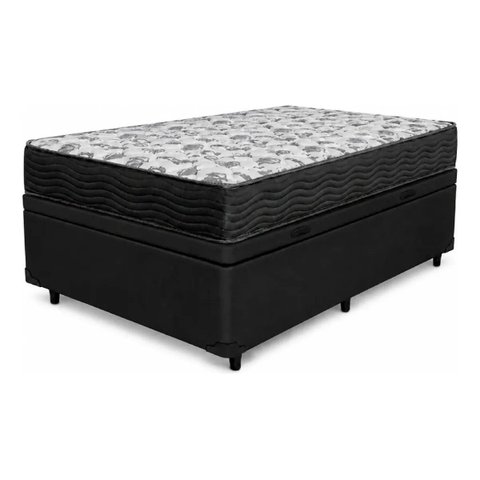 Cama Box Baú Solteiro Linhão Preto + Colchão Solteiro de Espuma - Ortobom ISO 100