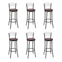 Ver imagem 2 de Kit 6 Banquetas Altas Pretas com Assento Estofado e Encosto para Bancada Cozinha Preto/Marrom