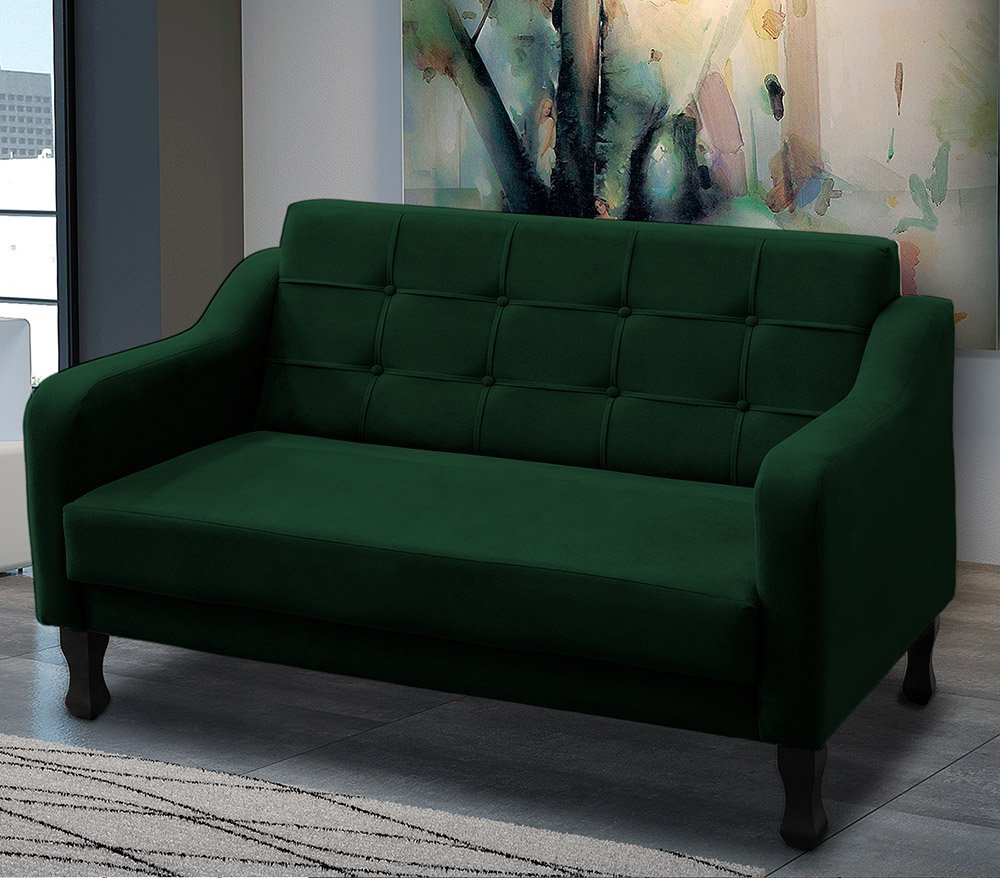 Sofa Namoradeira Decorativa Bella 2 Lugares Sala Recepção Escritorio - Lobo Shopp:Verde - 1