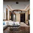 Ver imagem 3 de Lustre LED 22W Sirius Pendente Madeira Sala Jantar arco 40cm Madeluz Pendente Sirius LED Imbuia Bran