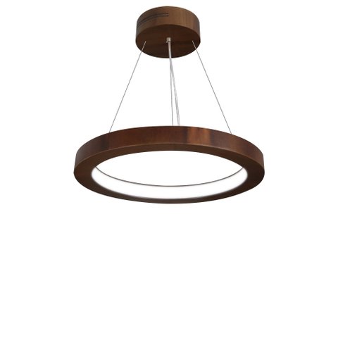 Lustre LED 22W Sirius Pendente Madeira Sala Jantar arco 40cm Madeluz Pendente Sirius LED Imbuia Bran