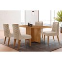 Ver imagem 1 de Conjunto: Mesa de Cozinha Berlim C/ Tampo Madeirado Canto Curvo 120x80cm e 4 Cadeiras Dafne Naturale