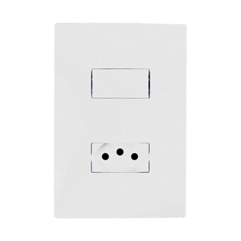 Kit 2 Interruptor 1 Tecla Simples e Tomada Bco 10a - I9
