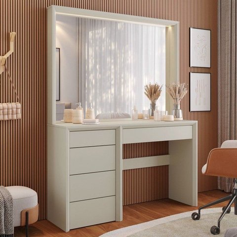 Penteadeira 5 Gavetas Prime 100% MDF com Espelho
