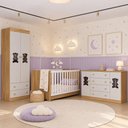 Ver imagem 1 de Quarto de Bebê Completo com Berço Americano 3 em 1 e Colchão Incluso Flor Multimóveis MP4933