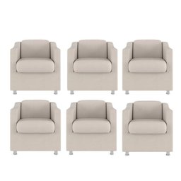 Kit 6 Poltronas Decorativa Reforçada Recepção Clinica Salão Suede:bege - 1