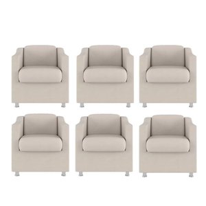 Kit 6 Poltronas Decorativa Reforçada Recepção Clinica Salão Suede:bege