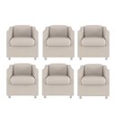 Ver imagem 1 de Kit 6 Poltronas Decorativa Reforçada Recepção Clinica Salão Suede:bege