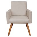 Ver imagem 3 de Kit 2 Poltronas Nina Suede Bege Pés Palito Castanho - Pallazio