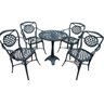 Conjunto para Jardim Firenze com de Mesa de Pé Central e 4 Poltronas Preto Fosco em Alumínio Fundido - 1
