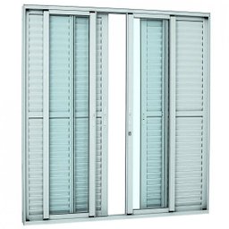 Porta Balcão de Correr Alumínio Veneziana 6 Folhas Esmaltada Alumifort 216 x 200cm Sasazaki - 1