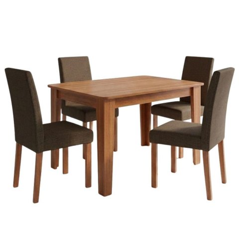 Mesa de Jantar Estela Mdf com 4 Cadeiras Estofadas Linho Mascavo Molci