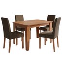 Ver imagem 1 de Mesa de Jantar Estela Mdf com 4 Cadeiras Estofadas Linho Mascavo Molci