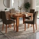 Ver imagem 2 de Mesa de Jantar Estela Mdf com 4 Cadeiras Estofadas Linho Mascavo Molci