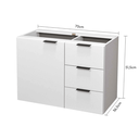 Ver imagem 3 de Balcão Móvel Gabinete Mdf para Banheiro sem Tampo sem Cuba 70cm Gavetas Lado Direito Puxador Dourado