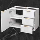 Ver imagem 2 de Balcão Móvel Gabinete Mdf para Banheiro sem Tampo sem Cuba 70cm Gavetas Lado Direito Puxador Dourado