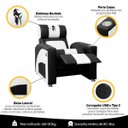 Ver mais imagens de Poltrona Gamer Sparta com Encosto Reclinável e Carregador Usb:corino Preto/branco