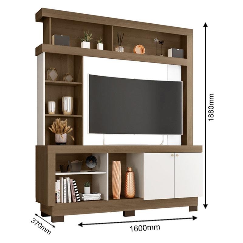 Estante Home Theater Mali Carvalho Oak Off White – Móveis Leão - 2