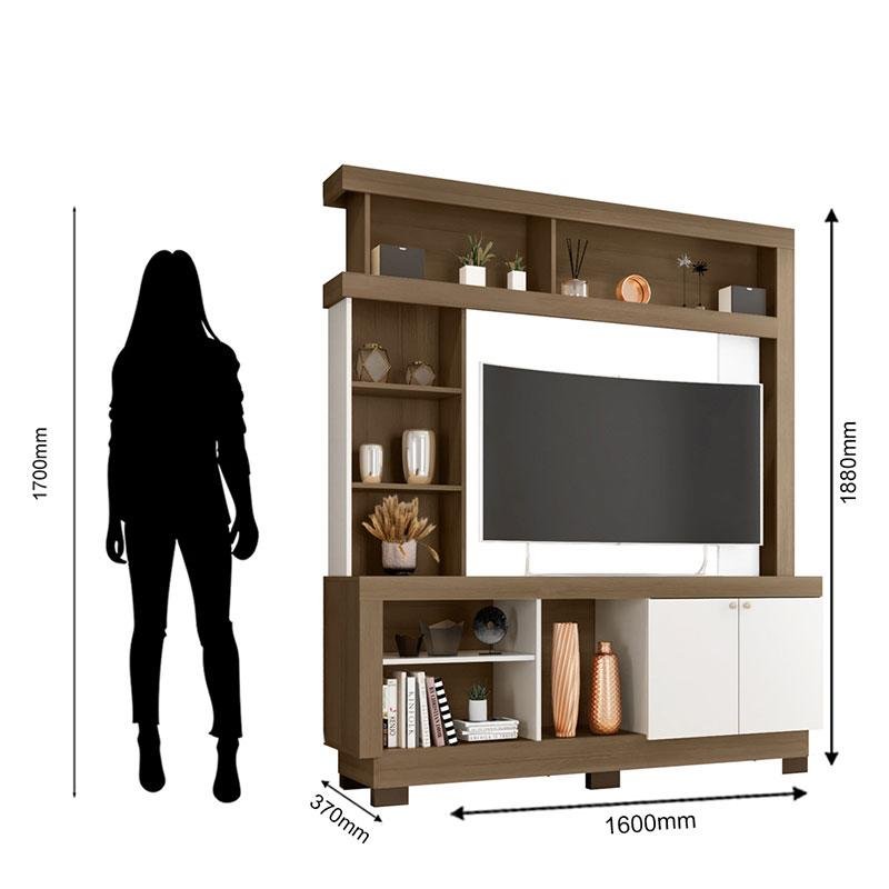 Estante Home Theater Mali Carvalho Oak Off White – Móveis Leão - 3