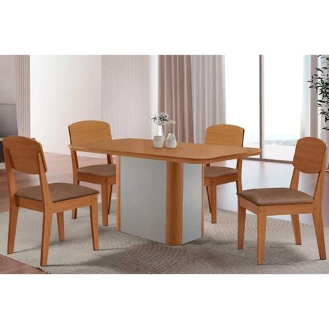 Mesa Cozinha Pietá 120 + 4 Cad Havana Natural/Capucci Rufato