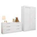 Ver imagem 2 de Kit Guarda-roupa Infantil Milano 2 Portas de Correr + Cômoda Branco Madesa