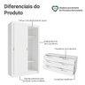 Kit Guarda-roupa Infantil Milano 2 Portas de Correr + Cômoda Branco Madesa - 5