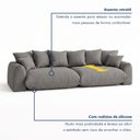 Ver imagem 7 de Sofá Cama Modular Orgânico Retrátil 4 Lugares Base Madeira Maciça 230 cm Marrocos