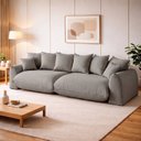 Ver imagem 1 de Sofá Cama Modular Orgânico Retrátil 4 Lugares Base Madeira Maciça 230 cm Marrocos
