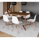 Ver imagem 1 de Mesa Jantar Industrial Retangular 137X90Cm Amêndoa Base V C/6 Cadeiras Brancas Base C Cor: Amendoa